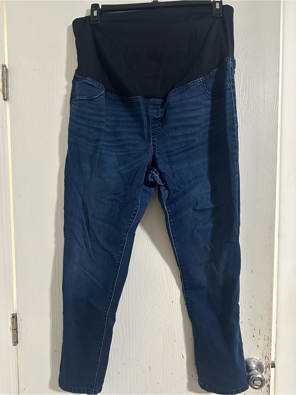 Plus size 18 Maternity Dark Blue Stretch Denim Jeans with Black Panel